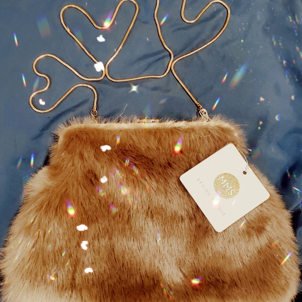 M.M.S Faux Fur Golden Clutch